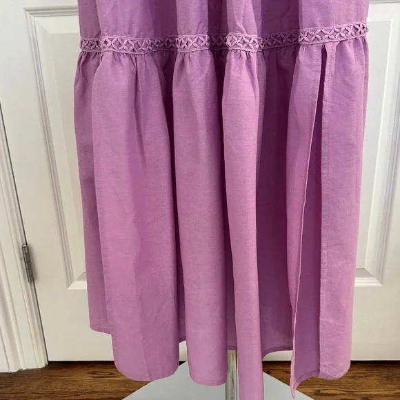 Boho Chic Lavender Lace V-Neck Bell Sleeve Cottagecore Tiered Maxi Dress Size S - Picture 8 of 14